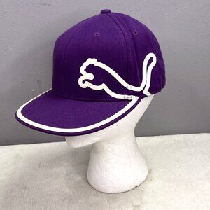 Puma Monoline 210 Fitted Golf Hat Cap Purple White Wool Blend Flat Bill